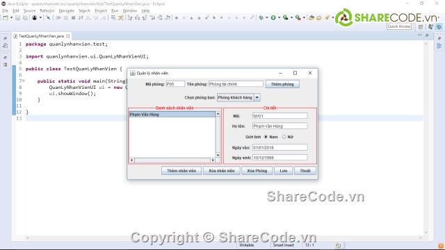 code java,java swing,Quản lí nhân viên,quản lý nhân viên,code quản lý nhân viên