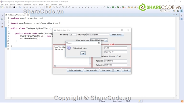 code java,java swing,Quản lí nhân viên,quản lý nhân viên,code quản lý nhân viên