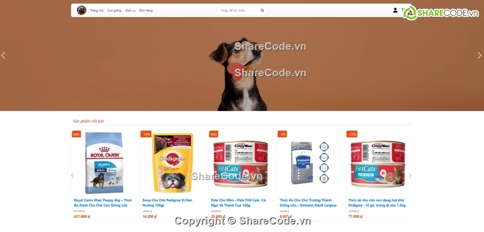 code,web,Laravel,website bán hàng,thú cưng
