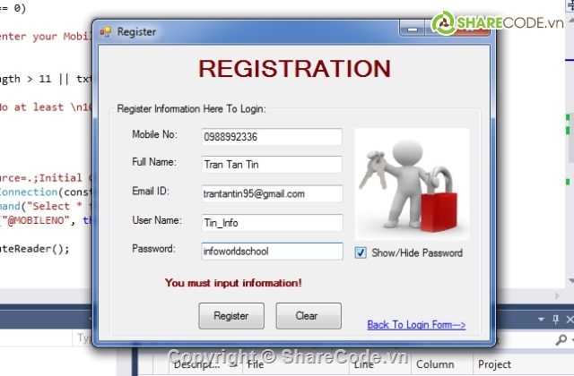 lập trình C#,Login With Database,SQL Server,Register And Retrieve