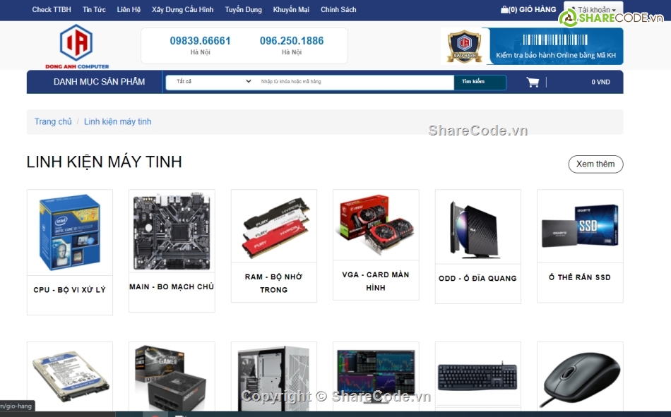 web linh kiện  máy tính,Linh kiện máy tính,code bán máy tính linh kiện,Bán máy tính