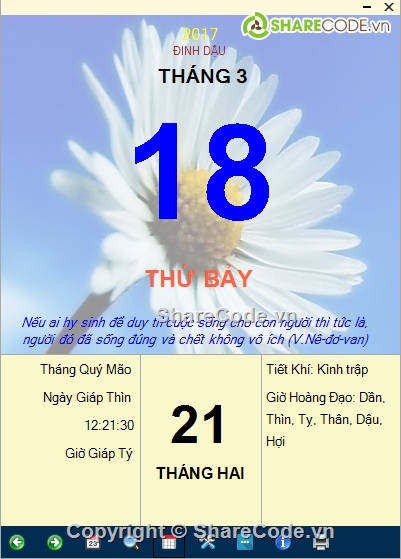 lịch âm dương,lunar calendar,lịch việt,Desktop Calendar