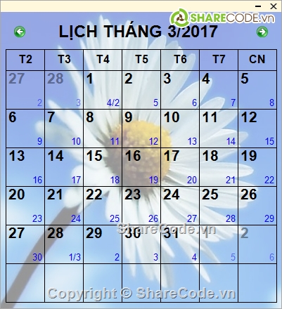 lịch âm dương,lunar calendar,lịch việt,Desktop Calendar