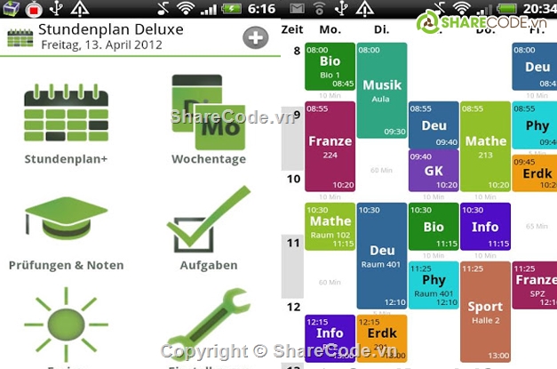 ứng dụng android,android programming,Quản lý thời gian,School Timetable Deluxe,ứng dụng thời khóa biểu