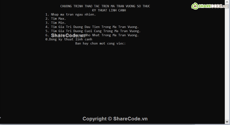 ma trận vuông C++,Code ma trận vuông,ma trận vuông,đồ thị ma trận vuông số thực