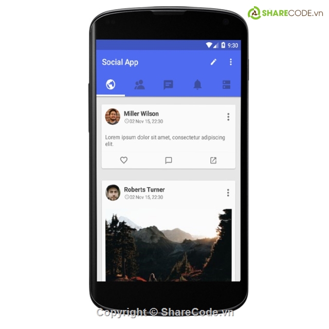 Material Design,Social app,Ứng dụng mạng xã hội,ứng dụng facebook