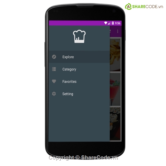 Material Design,toolbar Material Design,Float Button,Drawer Navigation,Ứng dụng nấu ăn,The Recipe