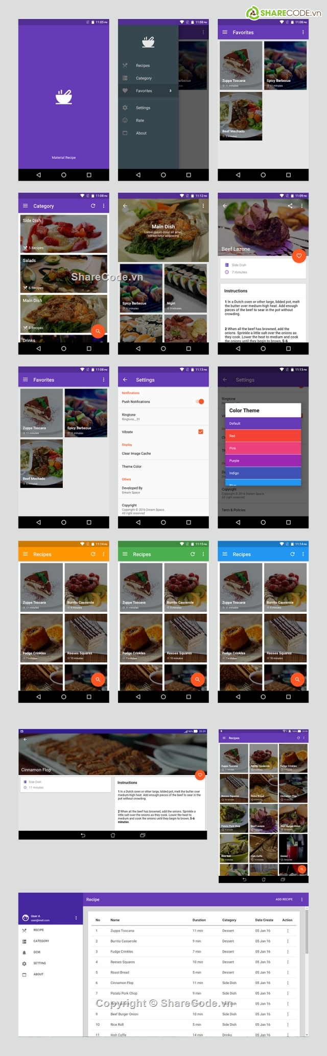 Công thức nấu ăn,android app,material design,cookbook,android cookbook,ứng dụng android