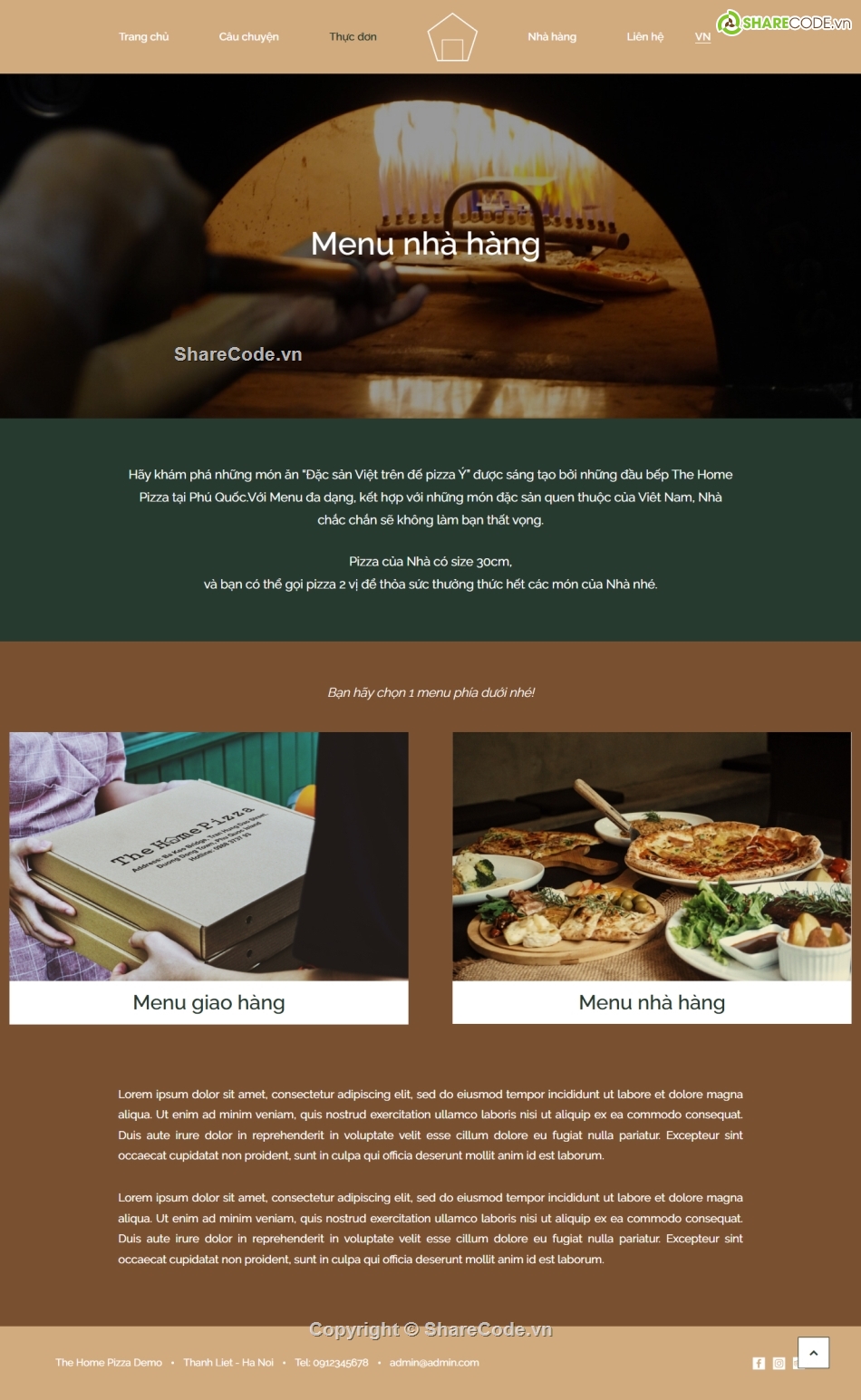 nhà hàng,giao hàng,Pizza,Code web,Sharecode,Web bán hàng