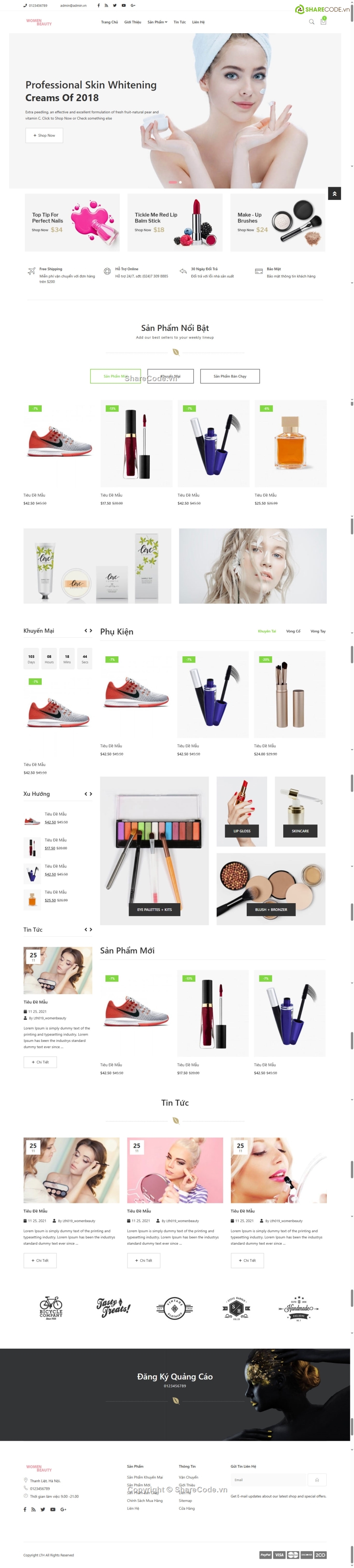 mỹ phẩm,Web shop mỹ phẩm,Code web,Sharecode,Web bán hàng,Theme WordPress