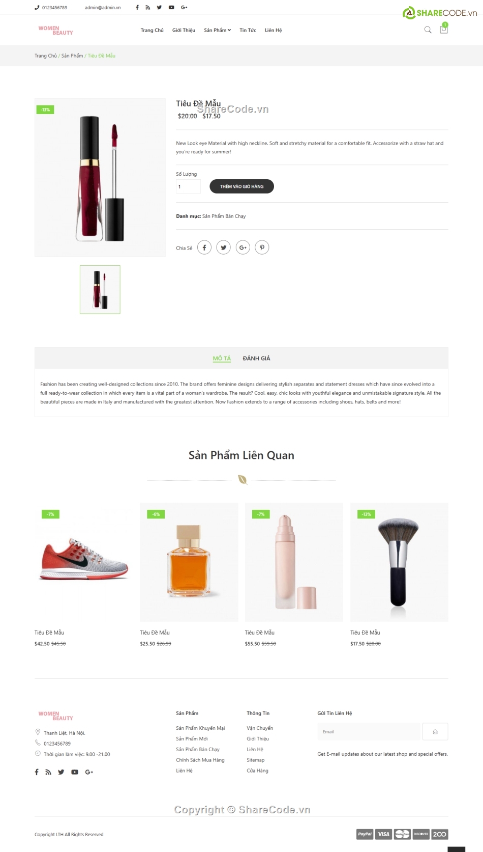 mỹ phẩm,Web shop mỹ phẩm,Code web,Sharecode,Web bán hàng,Theme WordPress