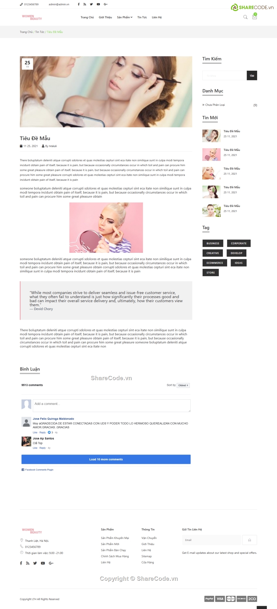 mỹ phẩm,Web shop mỹ phẩm,Code web,Sharecode,Web bán hàng,Theme WordPress