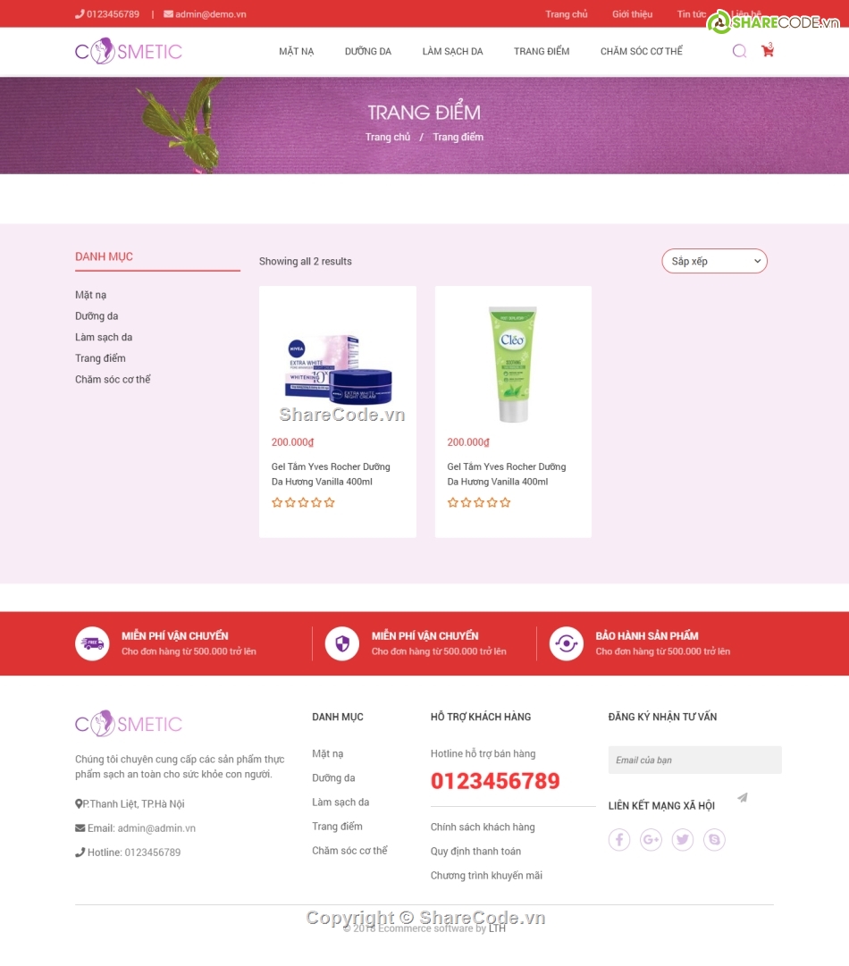 Web shop mỹ phẩm,web mỹ phẩm,mỹ phẩm,Code web,Sharecode,Source code web