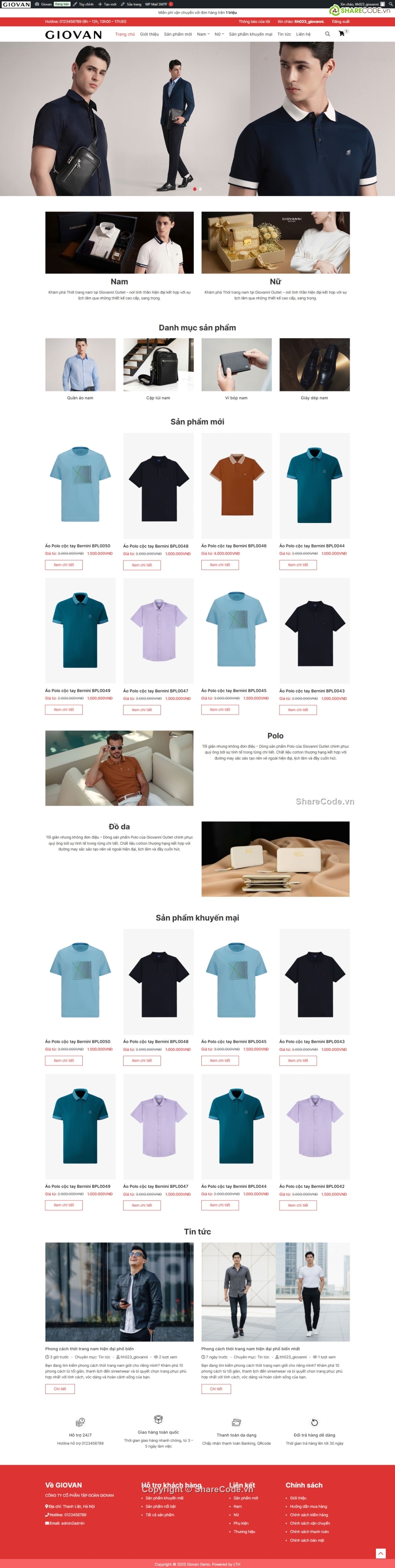 Web bán áo quần,bán quần áo,Shop quần áo,quần áo,Sharecode,Web bán hàng