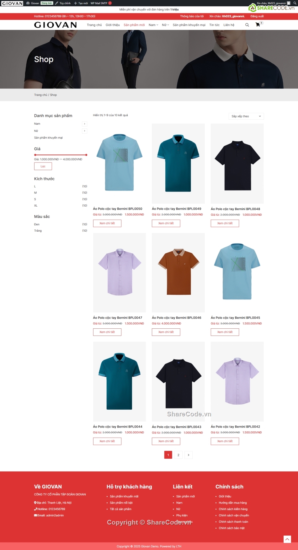 Web bán áo quần,bán quần áo,Shop quần áo,quần áo,Sharecode,Web bán hàng