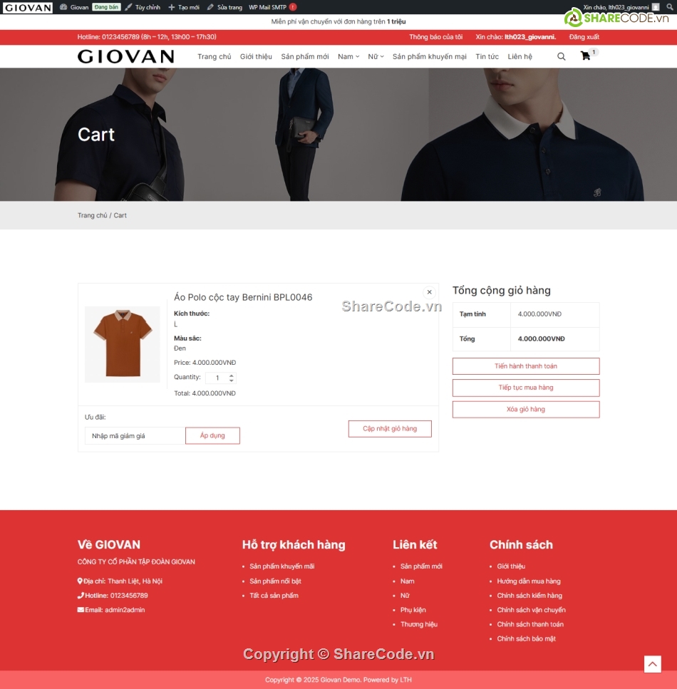 Web bán áo quần,bán quần áo,Shop quần áo,quần áo,Sharecode,Web bán hàng