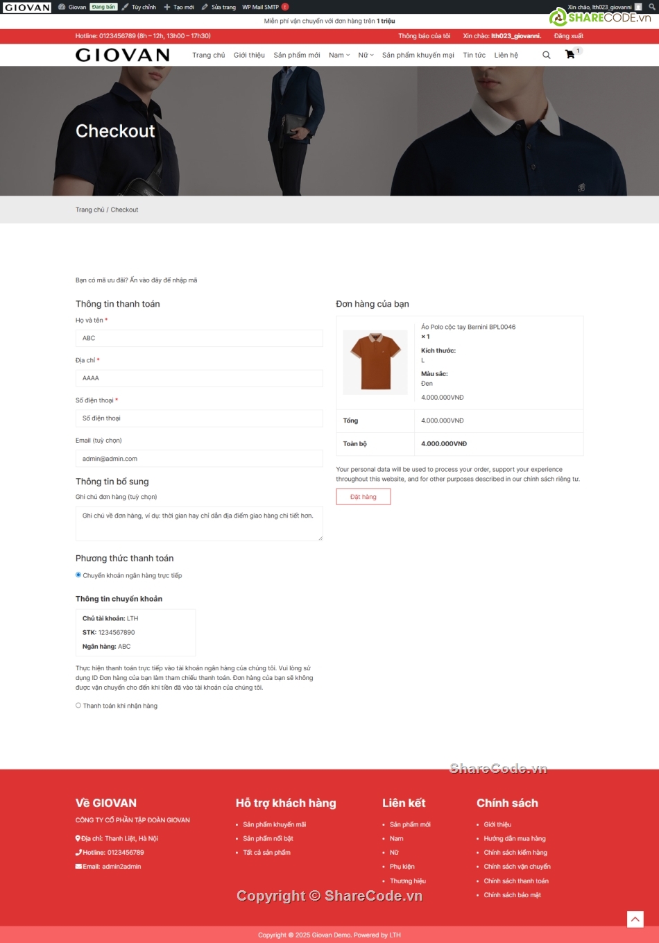 Web bán áo quần,bán quần áo,Shop quần áo,quần áo,Sharecode,Web bán hàng