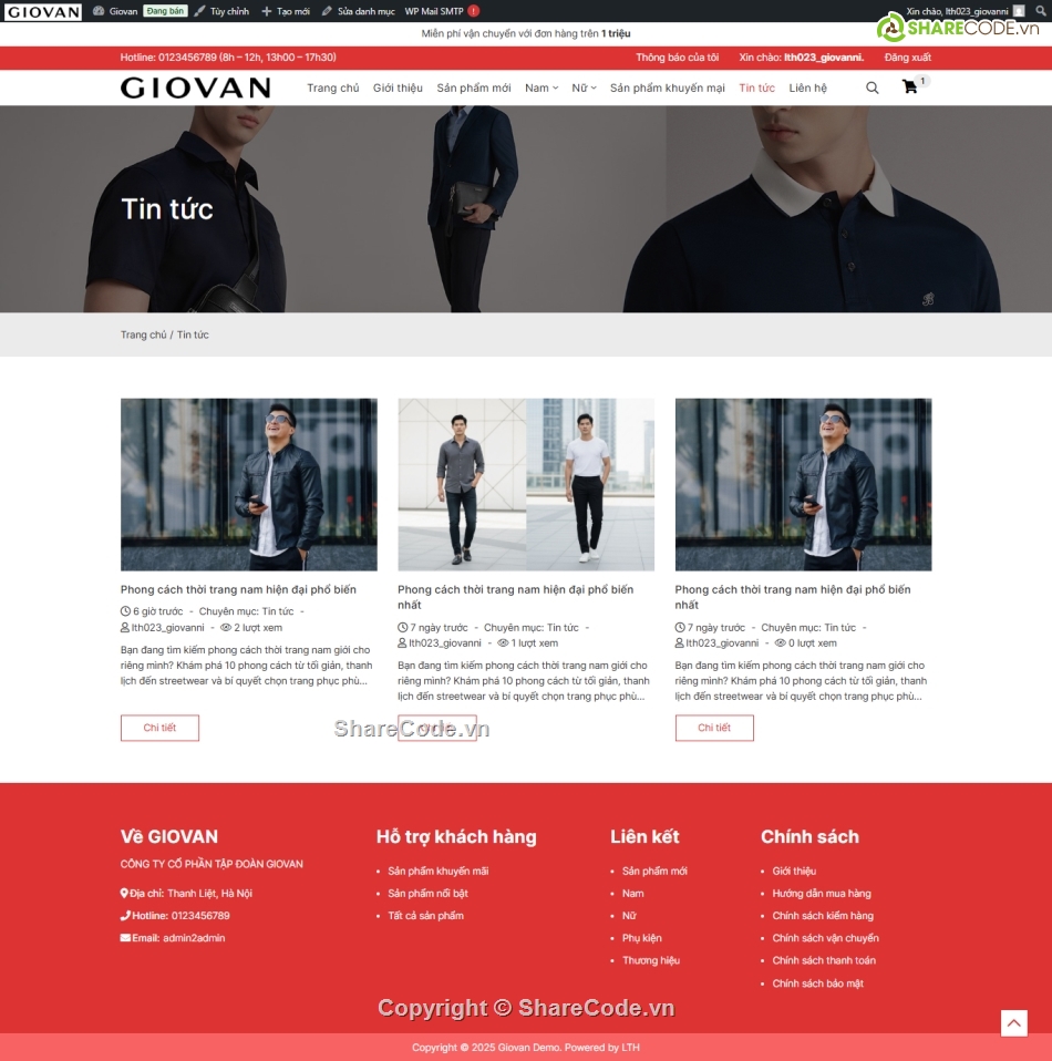 Web bán áo quần,bán quần áo,Shop quần áo,quần áo,Sharecode,Web bán hàng