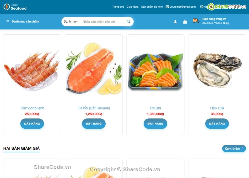 website chuẩn SEO,Website bán hàng hải sản,Mẫu website hải sản,Code website hải sản,Full code  website hải sản