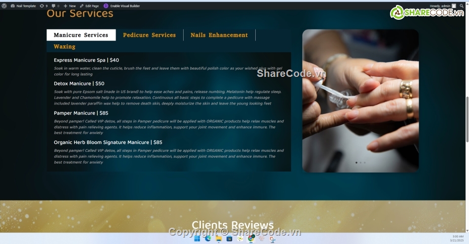website tiệm nail,code web spa,source code web nail