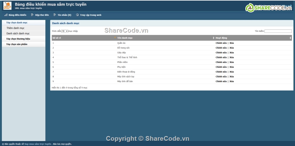 mua sắm trực tuyến,php mysql,web bán hàng