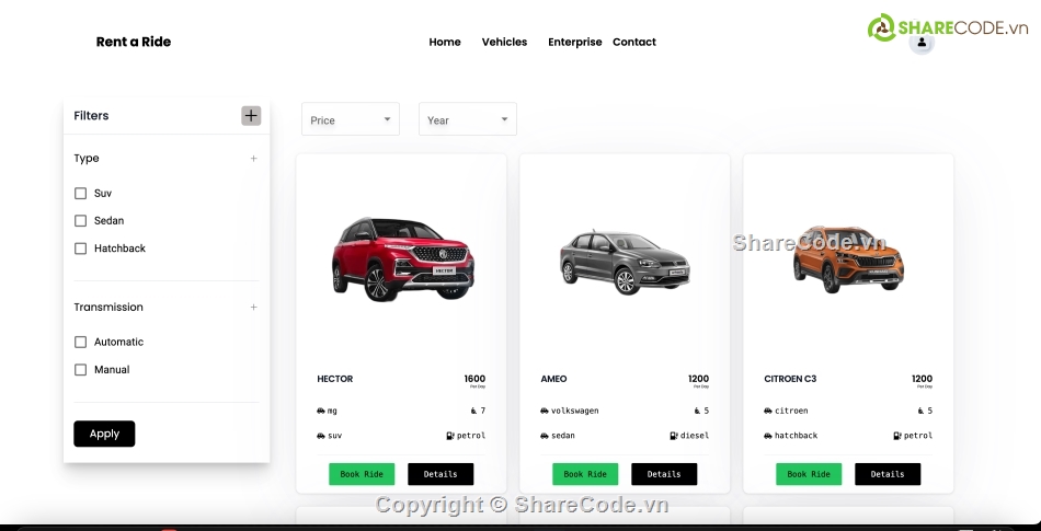 đẹp,thuê xe,giao diện web đẹp
