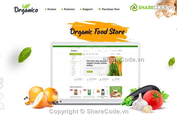 Theme Food,theme wordpress,Code Organio,Code Cửa hàng Thực phẩm