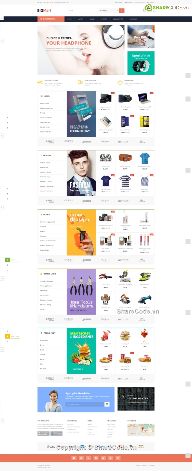 Code web bán hàng,Code web bán,theme opencart bán hàng đẹp,Pav Bigmart,web bán hàng thương mại