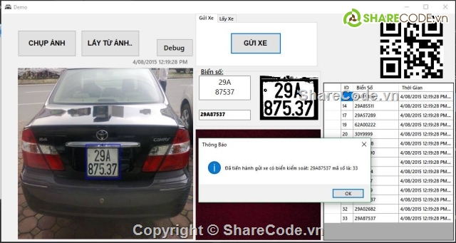 nhận diện biển số xe,qrcode,bãi đỗ xe,quản lí xe,nhận diện biển số,biển số ô tô