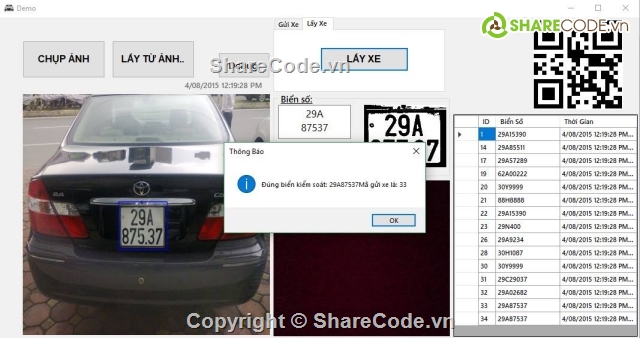 nhận diện biển số xe,qrcode,bãi đỗ xe,quản lí xe,nhận diện biển số,biển số ô tô