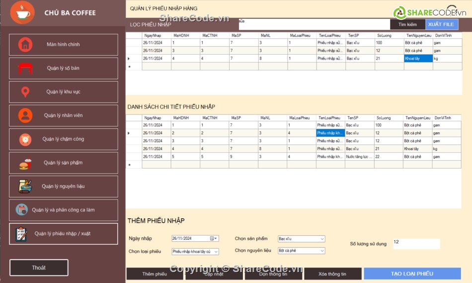 quản lý,đa chức năng,hệ thống,hệ thống quản lý quán cafe,phần mềm quản lý