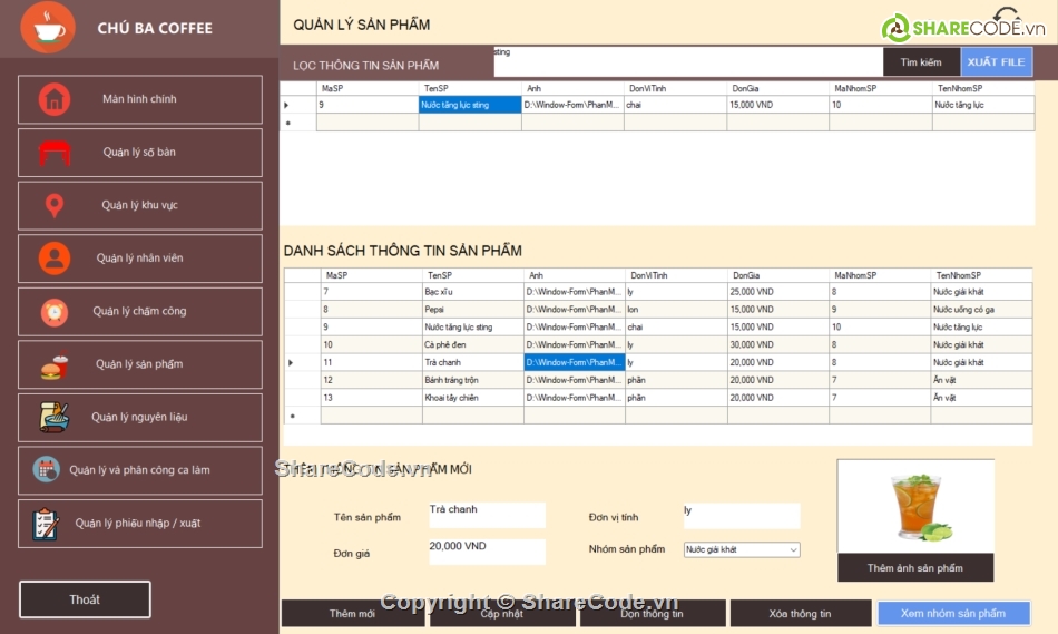 quản lý,đa chức năng,hệ thống,hệ thống quản lý quán cafe,phần mềm quản lý