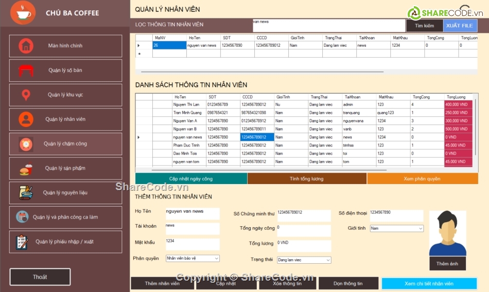 quản lý,đa chức năng,hệ thống,hệ thống quản lý quán cafe,phần mềm quản lý