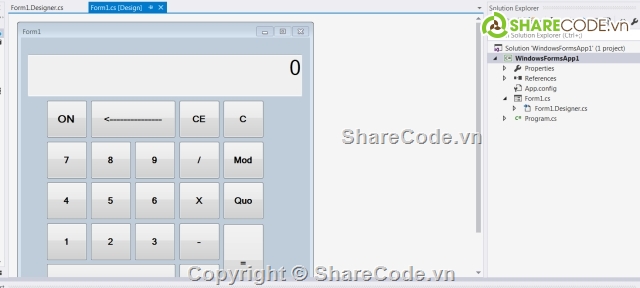 visual c#,lập trình c#,ứng dụng calculator,calculator,Máy tính bỏ túi
