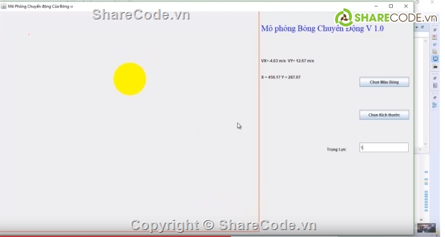 code Java,Mô phỏng bóng,mô phỏng chuyển động quả bóng  java,mô phỏng ball,java Swing