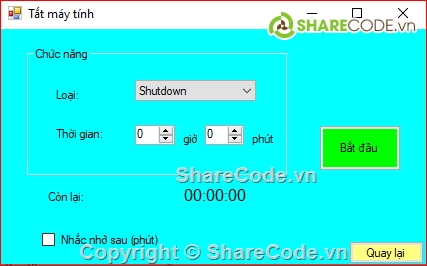 shutdownC#,Tắt máy tính c#,Nhắc nhở c#,Hẹn giờ tắt máy,Hẹn giờ nhắc nhở c#,time c#