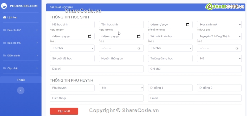 phân mềm quản lý,quản lý điểm danh,phân công công việc,Code quản lý điểm danh