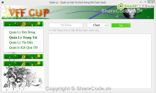 quản lý bóng đá,quản lý giải bóng đá,phần mềm quản lý,Đồ án quản lý,Code quản lý