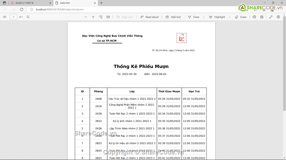 quản lý thiết bị,trường học,quản lý trường
