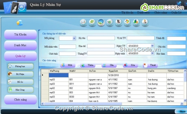 phần mềm quản lý,code quản lý,quản lý nhân sự,quản lý nhân viên,quản lý công nhân,quản lý tiền lương