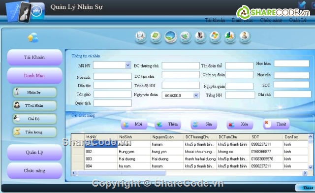 phần mềm quản lý,code quản lý,quản lý nhân sự,quản lý nhân viên,quản lý công nhân,quản lý tiền lương