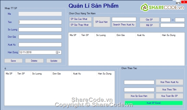 Phần mềm quản lý sản phẩm bằng C#,Phần mềm quản lý sản phẩm LINQ,LINQ Cho người mới học,quản lý sản phẩm