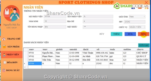 quản lý shop quần áo,shop quần áo thể thao bằng c#,phần mềm quản lý shop quần áo,quản lý shop quần áo thể thao