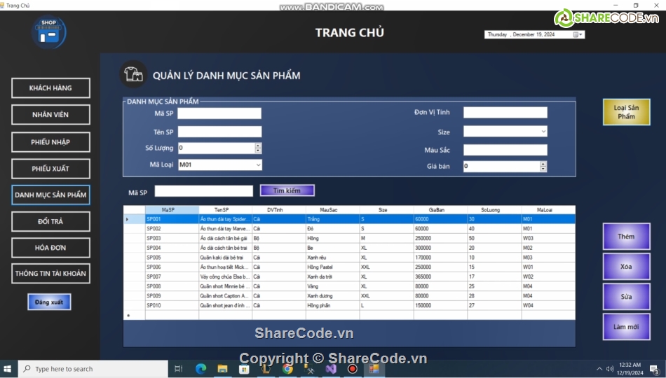 shop thời trang,C#,SQL SERVER,quản lý,SQL