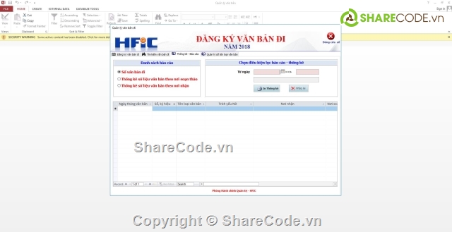 Quản lý văn bản,Quản lý công văn,Quản lý hồ sơ,Access,Đề tài Quản lý bằng Access
