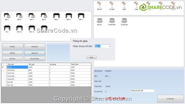 quản lý cafe,quản lý  Quán Cafe,quản lý tính tiền,code quản lý tiền thu chi c#