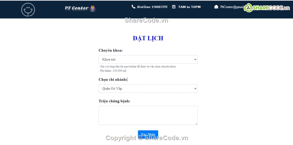 Hệ thống phòng khám,website đăng ký khám bệnh,Code phòng khám PHP,Code web phòng khám PHP