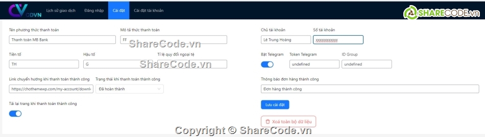 source code      database,Plugin MB Bank Gateway Payment,Plugin thanh toán tự động,plugin thanh toán mb bank,thanh toán tự động mb bank,mb bank