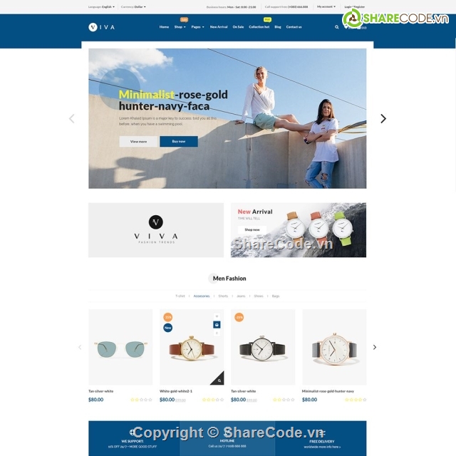 PrestaShop Theme,website bán đồng hồ,web bán sản phẩm,web bán trang sức,shop đồng hồ