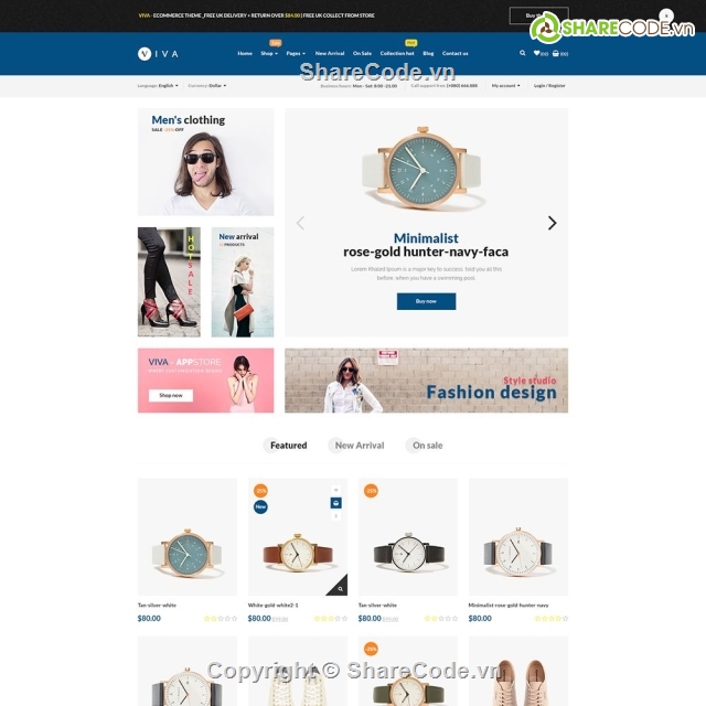 PrestaShop Theme,website bán đồng hồ,web bán sản phẩm,web bán trang sức,shop đồng hồ